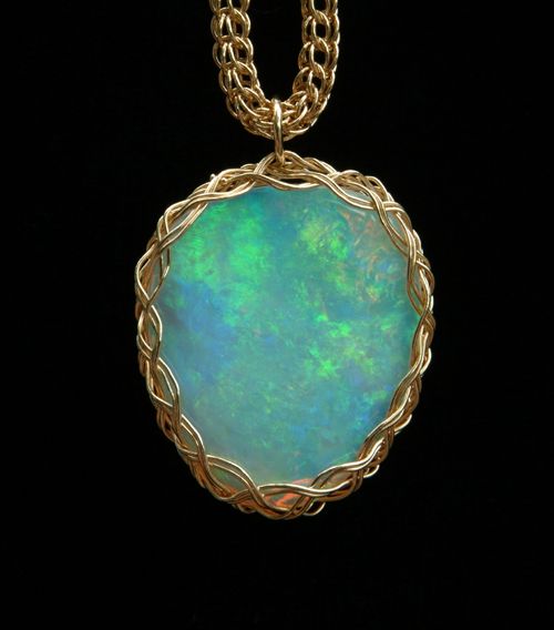 Australian Opal Pendant, with Full Persian Chain.