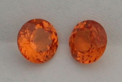 Matched pair of garnets.