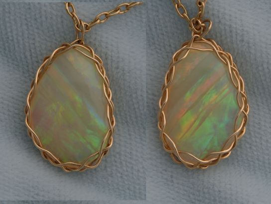 Australian opal, after cutting, polishing, and setting.